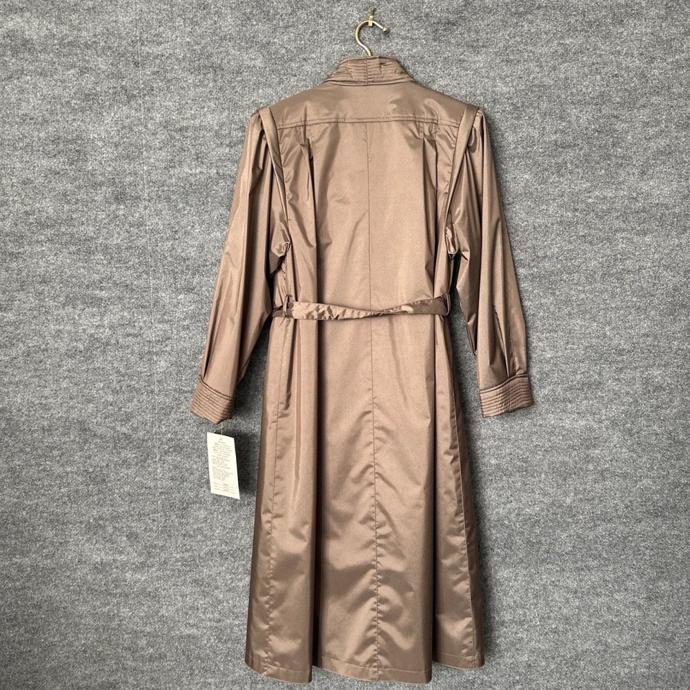 Vintage 80s J Gallery Womens 11 12 Petite Tan Belted Trench Coat Classic - Picture 6 of 16